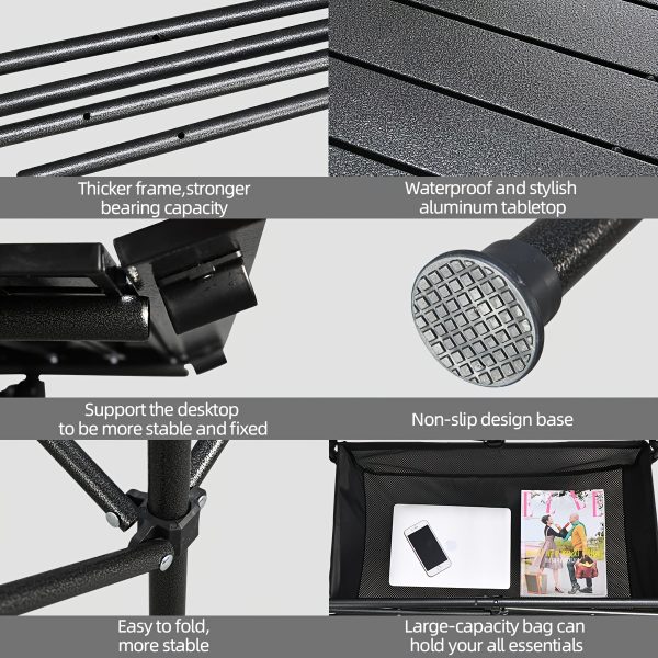 product-fancy-7b189a62-508f-4229-ab84-2c0c839a7a13 Lightweight Aluminum Folding Camping Table Portable Roll-Up Design for Outdoor, Camping, Beach, BBQ, Patio, And Picnic, Durable & Waterproof with Carrying Bag