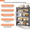 product-fancy-7b31984f-2fab-4e2e-981e-4ba87af7ef34 Heavy-Duty Metal Kitchen Cabinet with Transparent Acrylic Doors - Extra Tall Storage Shelf, Large Pantry Organizer for Kitchen, Living Room, Dining - Easy Assembly, No Power Needed (Grey, 57.1"H x 31.5"W x 12.6"D) - Ideal for Small Spaces