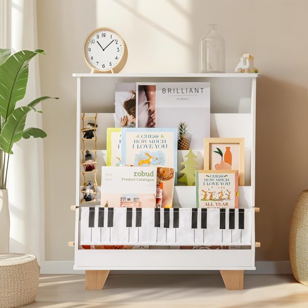 product-fancy-7b3a5c3d-42b2-4b15-a3d3-9fb012456714 ROBOTIME White 4-storey Children's Bookshelf, Wooden Children's Bookshelf Front And Rear Storage - Suitable for Preschool Bookshelves In Classrooms, Game Rooms, And Daycare Centers