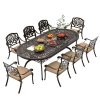 product-fancy-7b4313b5-04c7-4a95-a70b-558284326c85 9pcs Cast Aluminum Patio Furniture, Outdoor Dining Sets for 8 Include 87" Oval Patio Dining Table And 8 Chairs with Cushions & Umbrella Hole (Bronze)