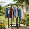 product-fancy-7b657b6a-ebe3-4c47-a8f8-f63f643bbff5 Rotating Clothing Rack with Wheels, Heavy Duty Metal Garment Rack for Hanging Clothes, Multifunctional Rotating Clothing Organizer, Freestanding Closet Organizer for Bedroom, Laundry Room, Space Saving Closet Storage for Coats, Dresses, Pants