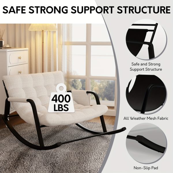 product-fancy-7bf28d91-04f1-44f8-8d66-c754d5b53452 Outdoor & Indoor Oversized Rocking Chairs, Modern Metal Lounge Rocking Chair with Thick Cushions, High Back Rocker Chair for Living Room, Patio, Porch, Garden, Backyard