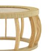 product-fancy-7c06f795-33a8-4748-9a58-72cecbfa30c0 35.43” Vintage Boho Round Coffee Table Suitable for Living Room, Solid Wood & Engineered Wood with Curved Legs, Space-Saving Low-Profile Center Table, Natural, Assembly for Bedroom, Apartment, Rustic Decor