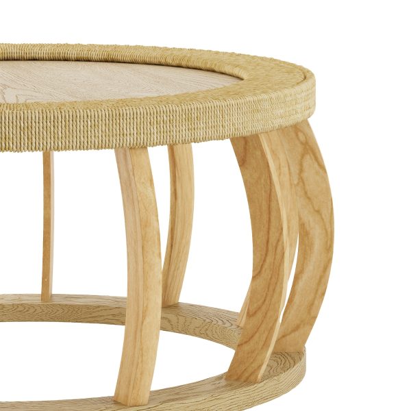product-fancy-7c06f795-33a8-4748-9a58-72cecbfa30c0 35.43” Vintage Boho Round Coffee Table Suitable for Living Room, Solid Wood & Engineered Wood with Curved Legs, Space-Saving Low-Profile Center Table, Natural, Assembly for Bedroom, Apartment, Rustic Decor