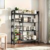 Kitchen Storage Shelf with Mesh Baskets, Metal Frame Serving Cart with Wheels, Rolling Baker's Rack with Adjustable Shelves, for Kitchen Bathroom Living Room Office