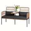 product-fancy-7c3b2ac0-222a-47ea-97b0-faec3ca25818 Modern Outdoor Rattan Sofa with Table - Ideal Patio Set with Cushions And Glass Coffee Table for Your Balcony, Lawn, Garden, Or Backyard
