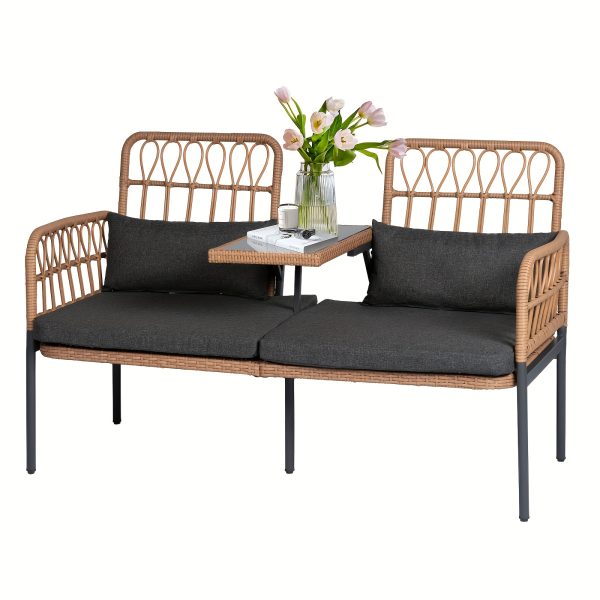 product-fancy-7c3b2ac0-222a-47ea-97b0-faec3ca25818 Modern Outdoor Rattan Sofa with Table - Ideal Patio Set with Cushions And Glass Coffee Table for Your Balcony, Lawn, Garden, Or Backyard