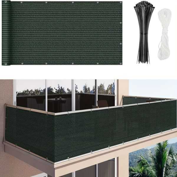 product-fancy-7c88dadf-7088-42f1-9f94-a3467a852e35 3*16ft, Balcony Privacy Screen Fence Cover Net, Fencing Mesh Shade Net, Windproof Sun Shade, Outdoor Protection Fencing Net, Balcony Mesh Net for Patio, Fence, Backyard, Porch(Black Brown Green Gray Sand White Blue)