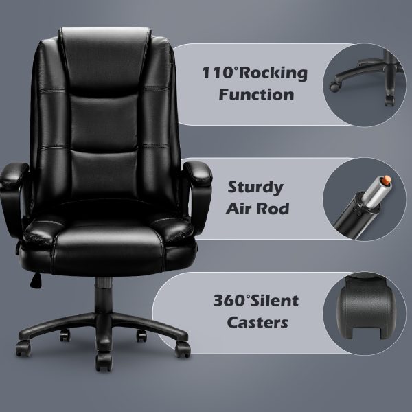 product-fancy-7c8ef327-ce7a-4c82-b06c-27bb2f3d3ce0 Home Office Desk Chair, 400LBS Big And Tall Managerial Executive Chair, High Back Computer Chair Gaming Chair, Ergonomic Adjustable Height Faux Leather Chair With Cushions Armrest, Heavy Duty Chair With Comfy Lumbar Support