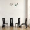 product-fancy-7c94875d-81c0-4f09-b512-a1aaaa64a8c7 4pcs Hollow Decoration PU Leather Dining Chair Black