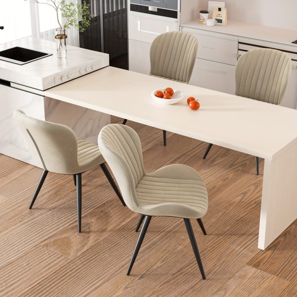 product-fancy-7c981d63-576d-4bed-9b77-679be9305b5f Set Of 2/4 Dining Chairs - Boucle Upholstered Kitchen Chairs with Curved Backrest & Metal Legs - Mid Century Modern Round Dining Room Chairs for Vanity, Living Room