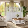 product-fancy-7cc1a106-cdd3-4260-96a0-23bc12d18c66 4/6 Panel Room Divider, 5.58 FT Folding Privacy Screen Room Separation, Freestanding Partition for Home Office Garden, Wood Carved Portable Room Divider Panel, Antique White/Rustic Brown