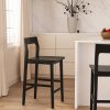product-fancy-7cc95202-9d17-4400-850a-361321b186bc Counter Height Stools Set of 2, Farmhouse 25" Bar Stools with Solid Wood Legs& Back, Mid Century Modern Barstools Chairs for Kitchen Island, Dining Room, Cafe, Pub, Brown, Black