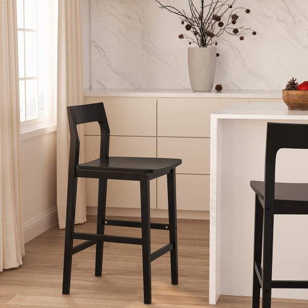 product-fancy-7cc95202-9d17-4400-850a-361321b186bc Counter Height Stools Set of 2, Farmhouse 25" Bar Stools with Solid Wood Legs& Back, Mid Century Modern Barstools Chairs for Kitchen Island, Dining Room, Cafe, Pub, Brown, Black
