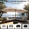 product-fancy-7cdda072-64c5-40d0-8a8c-7e7b5af8df82 15-foot Long Rectangular Large Outdoor Patio Umbrella, Includes Base, Double Table Umbrella With A Crank Handle, Market Umbrella - UV Resistant, Heavy-duty Pool Umbrella, Suitable For Lawns, Backyards, And Gardens.