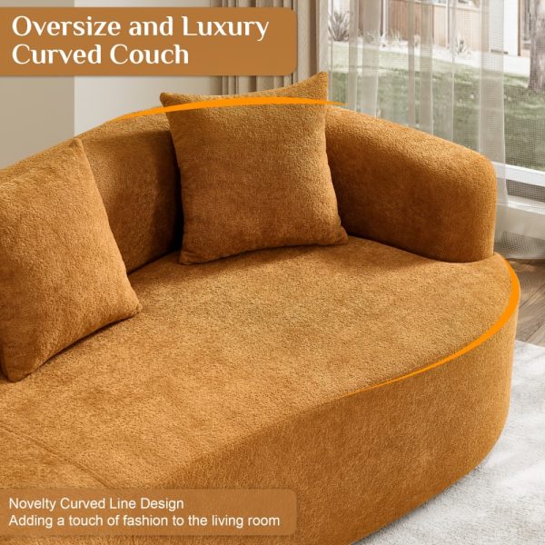 Moedrn Oversized Boneless Curved Sofa 68.5" / 106.5"/ 130.7" Sectional Sofa Couch Comfy Luxury Plush Chenille Floor Sofa Memory Foam Couches For Living Room, Apartment, Office, Guestroom