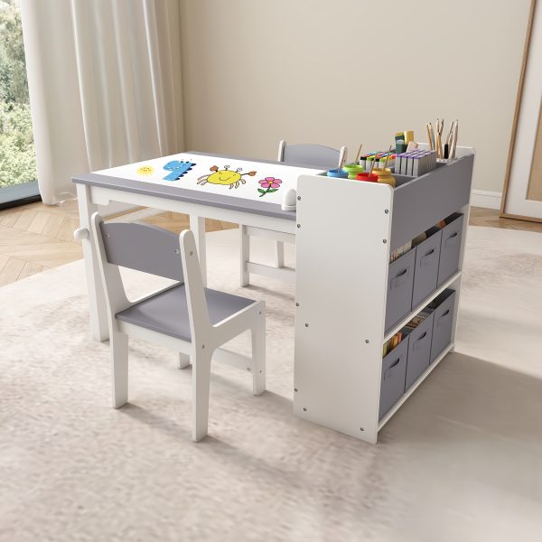 product-fancy-7d25e71c-c0c4-4563-8fce-db619c31e534 Children's Folding Art Desk & Chair Set with Storage Box & Tissue Holder - Wooden Table and Chair Suitable for, Assembly Compact Folding for Room, Playroom, Learning Table