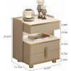 product-fancy-7d411e42-a1ec-4d99-9b7c-8fa071f5cbdf Modern Marble-Top Nightstand with Golden Trim, 3-Drawer Beside Table with Open Shelf, Tempered Glass Countertop, Rounded Corners And Silent Slides for Bedroom, Luxury Minimalist Storage Cabinet 1/2pcs
