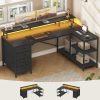 product-fancy-7d7e92f0-c703-4081-8d1e-55027aa20b6f L-Shaped Workstation Featuring Four Drawers, Storage Shelves, And LED Lighting, Suitable for a Home Office