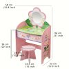 product-fancy-7d93b8ff-7508-4f6e-a5b8-39753f890cf8 Kids Vanity Set - Princess Deluxe Vanity Table Set 2-in-1 Wooden Writing Desk & Stool, Mirror & Drawer, Perfect for Kids' Pretend Play, Developing Creativity And Fine Motor Skills, Durable Construction, Easy to Assemble, Best for Girls Christmas Gift