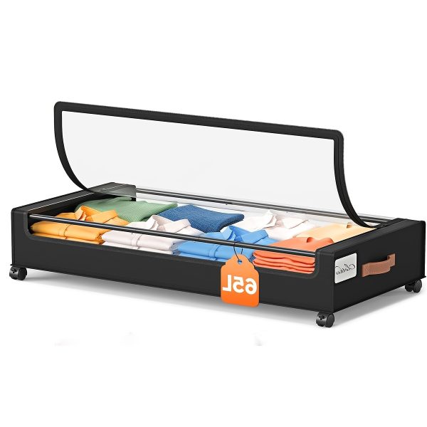 1/2 Pack Of Wheeled Under Bed Storage Box, Under Bed Storage Box, Under Bed Shoe Rack Organizer, Metal Drawer Under Wheel Bed for Clothes, Blankets, Shoes,, Books, Bedding, Under-Bed Storage