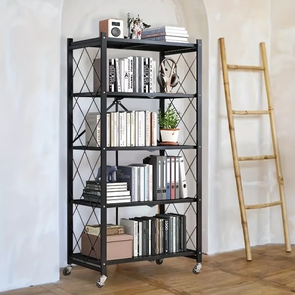 product-fancy-7dacd334-4b5e-413e-8f3c-e35039c17ba9 Office Bookshelf Shelving Unit, 3/4/5-Tier Unassembled Storage Rack, Equipped with Wheeled Multi-Layer Storage Shelves, Portable Floor-Standing Versatile Miscellaneous Storage Rack