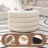 product-fancy-7dbb1dc1-a8a1-4bb3-9b63-c77f2f2979bd 30 Inch Round Ottoman Coffee Table with Storage & Sherpa Top - Large Multi-Functional Modern Footrest Suitable for Couch, Cream White Frame/Plywood Base Furniture for Living Room, Space-Saving Tray Table for Small Spaces