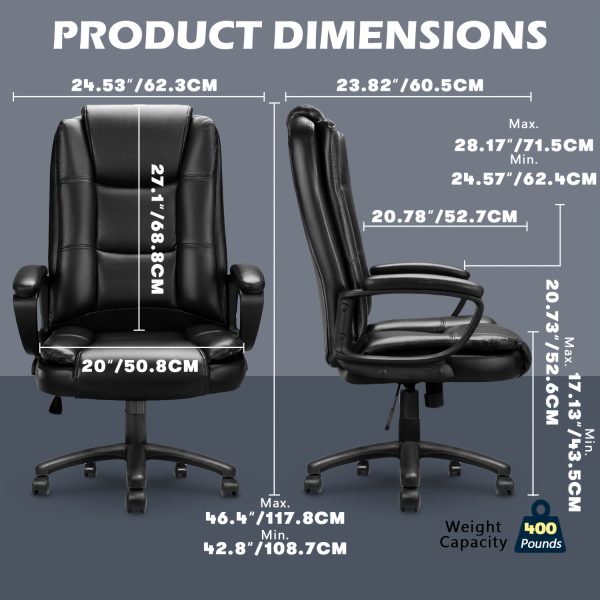 product-fancy-7dc4d19d-f766-46cd-9f07-f6a4b2588f34 Home Office Desk Chair, 400LBS Big And Tall Managerial Executive Chair, High Back Computer Chair Gaming Chair, Ergonomic Adjustable Height Faux Leather Chair With Cushions Armrest, Heavy Duty Chair With Comfy Lumbar Support
