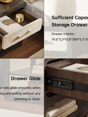 Morden Fort 24" Wide End Table with Drawer & Open Shelf | Modern Nightstand Side Table, Fully Assembled, Wood Bed Side Table for Living Room, Small Space, Bedroom, Dark Brown, Light Brown
