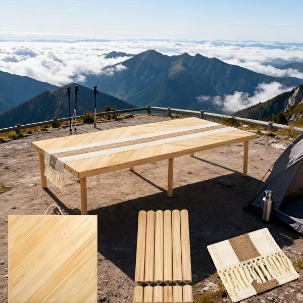 product-fancy-7de04cff-e16f-4f78-b7cc-5506abee4a0c Foldable Beach Picnic Table, 60-inch Low-profile Wooden Portable Bohemian Style Travel Picnic Table, Suitable for Picnics, Beach, BBQ, Camping, Parties, Outdoor Dining, Gardens, And Other Indoor And Outdoor Occasions