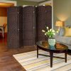 [Folding Rattan Room Divider] 6-Panel Folding Rattan Room Divider, 70.87'' H Folding Space Separator Partition Wall Dividers, Freestanding Hinged Privacy Screen