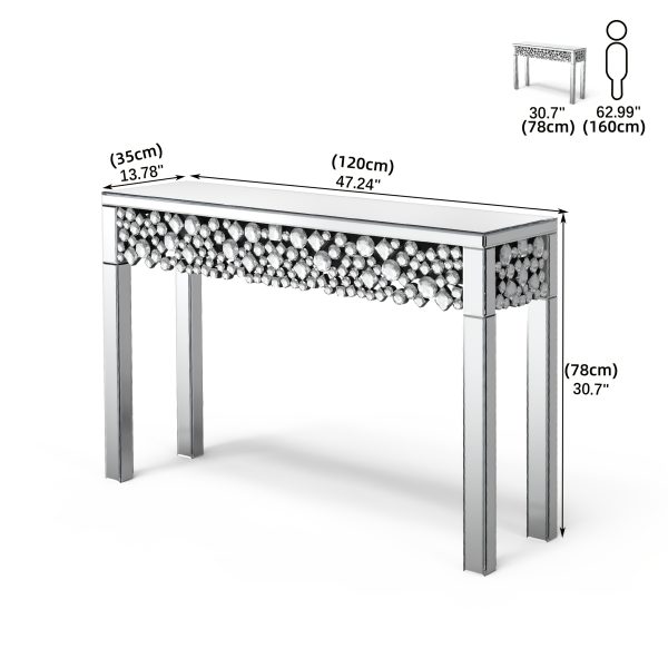 product-fancy-7e1b1e9c-cb5d-4ea8-9cac-469104798f12 Luxury Entryway Table Measuring 47.24 Inches, Featuring a Glamorous Mirrored Design with Crystal Details, Perfect for Modern Home Decor in Hallways