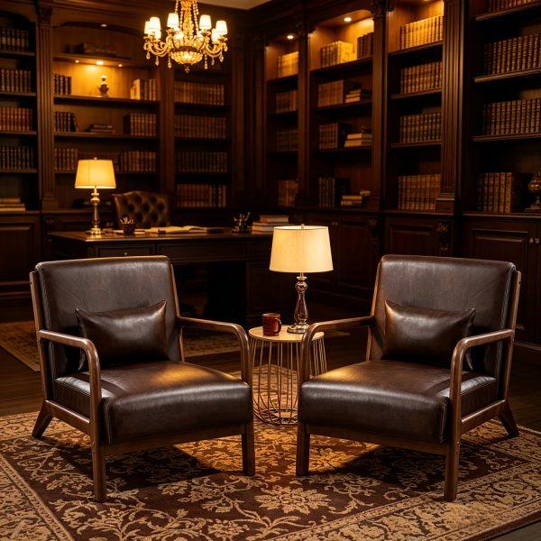 product-fancy-7e1e049d-f86b-4609-ab3a-ad45824e91bf Mid-Century Modern Upholstered Accent Chair with Solid Wood Frame & Extra Pillow, Linen Lounge Reading Armchair for Game & Recreation Room Furniture