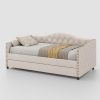 product-fancy-7e393faf-74b7-4943-a9f0-22ed01bb6550 79.5" Tufted Linen Upholstered Daybed with Trundle Frame No Box Spring Needed for Living Room Bedroom