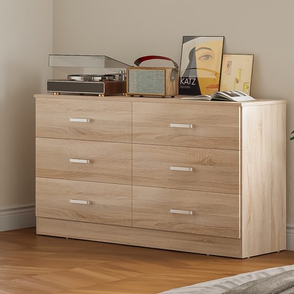 A Six-Drawer Dresser Designed for The Bedroom Featuring Spacious Drawers, Substantial Wooden Dressers, And a Chest of Drawers, Ideal for Modern Closets And Living Rooms