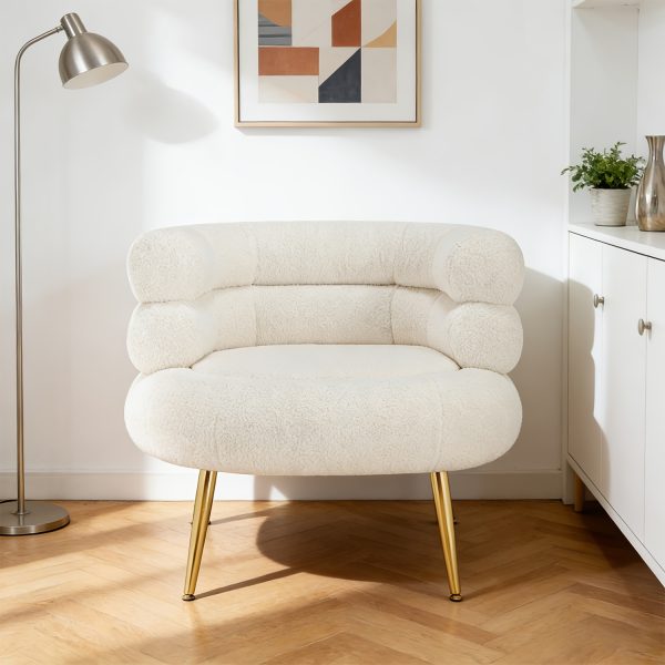 product-fancy-7ed68020-bfbc-4903-be78-6c335b99bda6 29.5" W Modern Boucle Upholstered Accent Chair With Metal Legs | Memory Foam, Ergonomic Design, Non-Adjustable Recliner, Wipe Clean Care