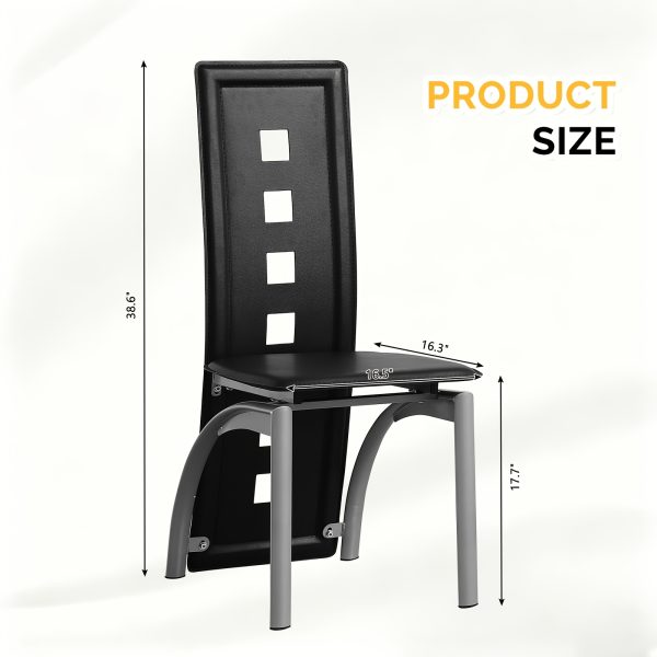 product-fancy-7ee5e3e0-4f1f-4708-b351-420e617328b5 4pcs Hollow Decoration PU Leather Dining Chair Black