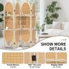 product-fancy-7eeb60fa-8b4e-4d9d-bcbd-b97800fa3fce Four-Panel Wooden Room Divider, Collapsible with a Hand-Woven Rattan Privacy Screen - Room Partitions Featuring Three Display Shelves, Ideal for Home, Office, Study, Or Art Exhibitions