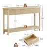 product-fancy-7f2edd84-017b-4b84-a92b-99a0ac89d522 51 IN Fluted Console Table with 3 Drawers, Modern Entryway Table with Metal Handles, Sturdy Solid Wood Design, Hallway Table with Storage, for Living Room And Hallway