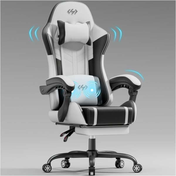 product-fancy-7f3675d7-7f5b-4fcf-b345-b9bc596853f8 Gaming Chair with Massage Lumbar Support Ergonomic Computer Chair for Adults with Footrest and Lumbar Support with 360° Swivel Seat PU Leather Office Chair, Crafted From Durable Faux Leather, Best Gift for Father and Boyfriend