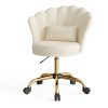product-fancy-7f3e4018-ea22-4c5c-beae-64b49cfbe3f1 Girls' & Women' Luxury Velvet Tufted Vanity Chair with Wheels - Height Adjustable Upholstered Desk Chair Suitable for Bedroom, Living Room, Dressing Table, Soft Cushioning, No Assembly Required, Contemporary Petal for Home Office