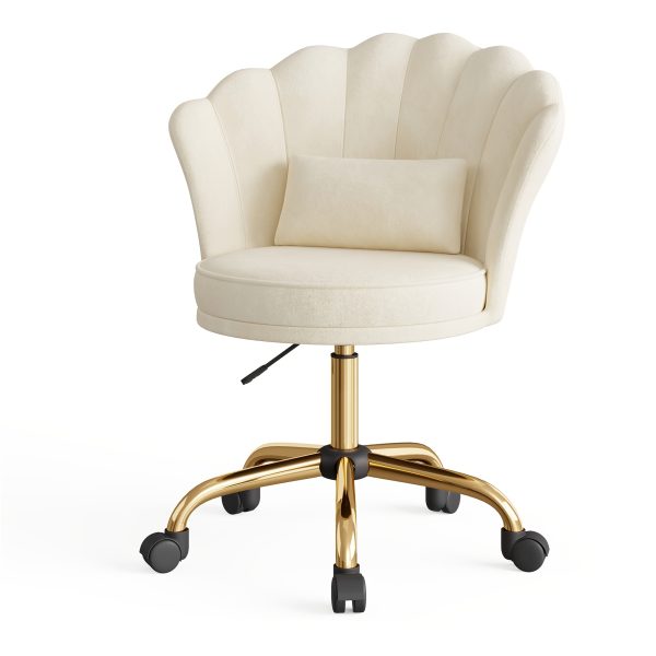product-fancy-7f3e4018-ea22-4c5c-beae-64b49cfbe3f1 Girls' & Women' Luxury Velvet Tufted Vanity Chair with Wheels - Height Adjustable Upholstered Desk Chair Suitable for Bedroom, Living Room, Dressing Table, Soft Cushioning, No Assembly Required, Contemporary Petal for Home Office