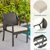 Patio 7pcs Patio Dining Set, All Weather PE Rattan Dining Table Set, Outdoor Dining Sets for 6, Metal Dining Table with Umbrella Hole & 6 Cushioned Chairs for Patio, Yard, Porch