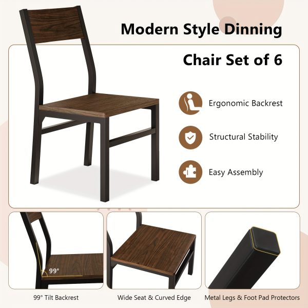 product-fancy-7f6f5f14-8346-49cc-8781-a6644f44878f Dining Chairs Set Of 6, Modern Kitchen Chairs With Backrest, MDF Board And Metal Legs, Dinner Chairs For Dining Room, Kitchen And Living Room, Espresso/Black/Rustic Brown/Walnut Optional.