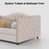 product-fancy-7f7c05e0-0ba0-43fd-81b5-daec4e6f863e 79.5" Tufted Linen Upholstered Daybed with Trundle Frame No Box Spring Needed for Living Room Bedroom