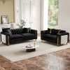 product-fancy-7fa24735-3a4d-493d-ba60-93aa60427153 Set of 2 67" 2-Seater/ 84.7" 3-Seater Chesterfield Sofas Luxury Velvet Couches Modern White And Golden Sofas for Living Room, Mid-Century Victorian Loveseats with Removable Cushions And 2 Toss Pillows And Golden Metal Legs