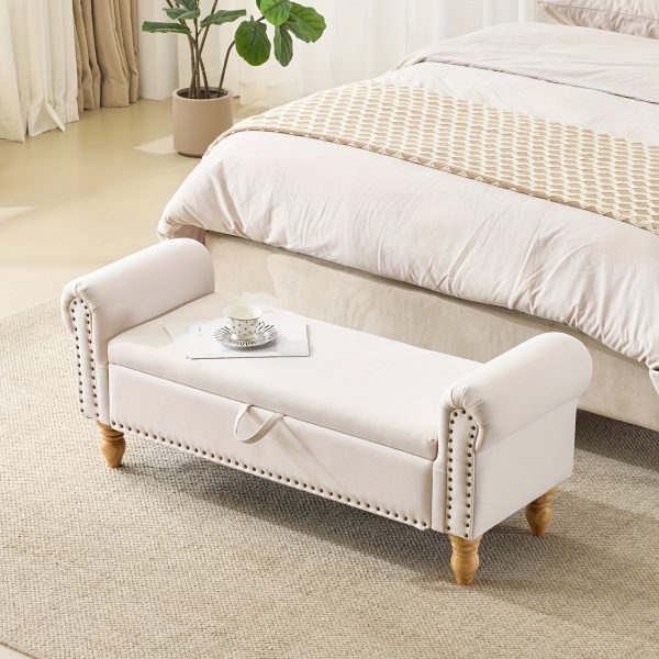 product-fancy-7fbc06cd-393a-49ab-82c6-615dddcdf78f ATOMHAUS Upholstered Storage Bench for Bedroom End Of Bed Rolled Armed Corduroy Linen Fabric Ottoman Couch Long Bench Window Sitting Fireplace Toy Storage Bench Living Room Furniture