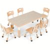 product-fancy-7fbc1872-77fc-4a3c-8390-aee6429a49ad Kids Table And 6 Chairs Set, Rectangular Plastic Graffiti Desk, Preschool Activity Art Craft Table, for Boys And Girls Halloween Christmas Gifts