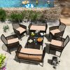 8pcs Patio Furniture Set, Outdoor Rattan Chairs Rattan Conversation Sets with Cushions And Coffee Table for Porch Garden Poolside Backyard, Black- Patio Furniture Outdoor