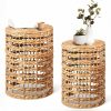 product-fancy-7fd1f06e-aeb3-42c1-8619-25b03848fb1b Handwoven Outdoor Side Tables, Set of 2 Natural Water Hyacinth Outside End Tables, Round Coffee Table for Patio, Garden, Backyard, Indoor Outdoor Plant Or End Table